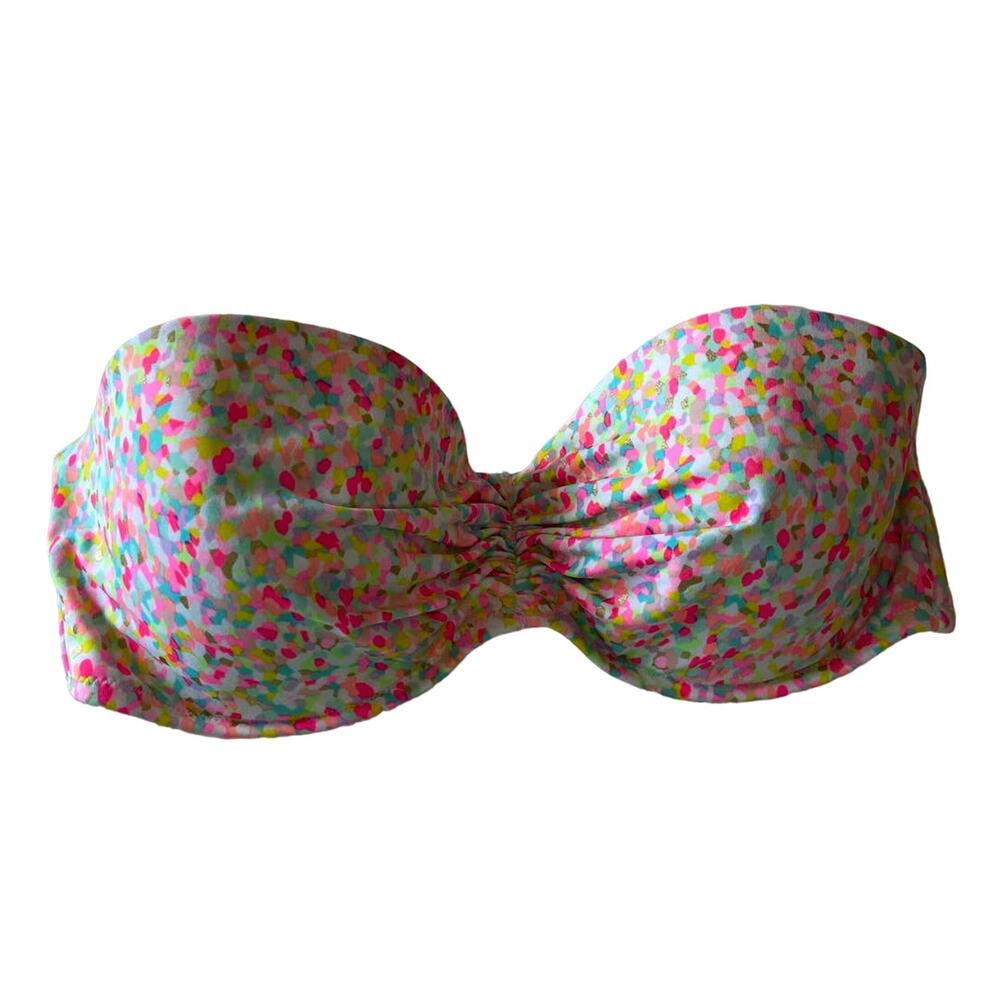 Victoria Secret Bikini Top Brightly Colored Strapless Swimsuit 34 D Push Up